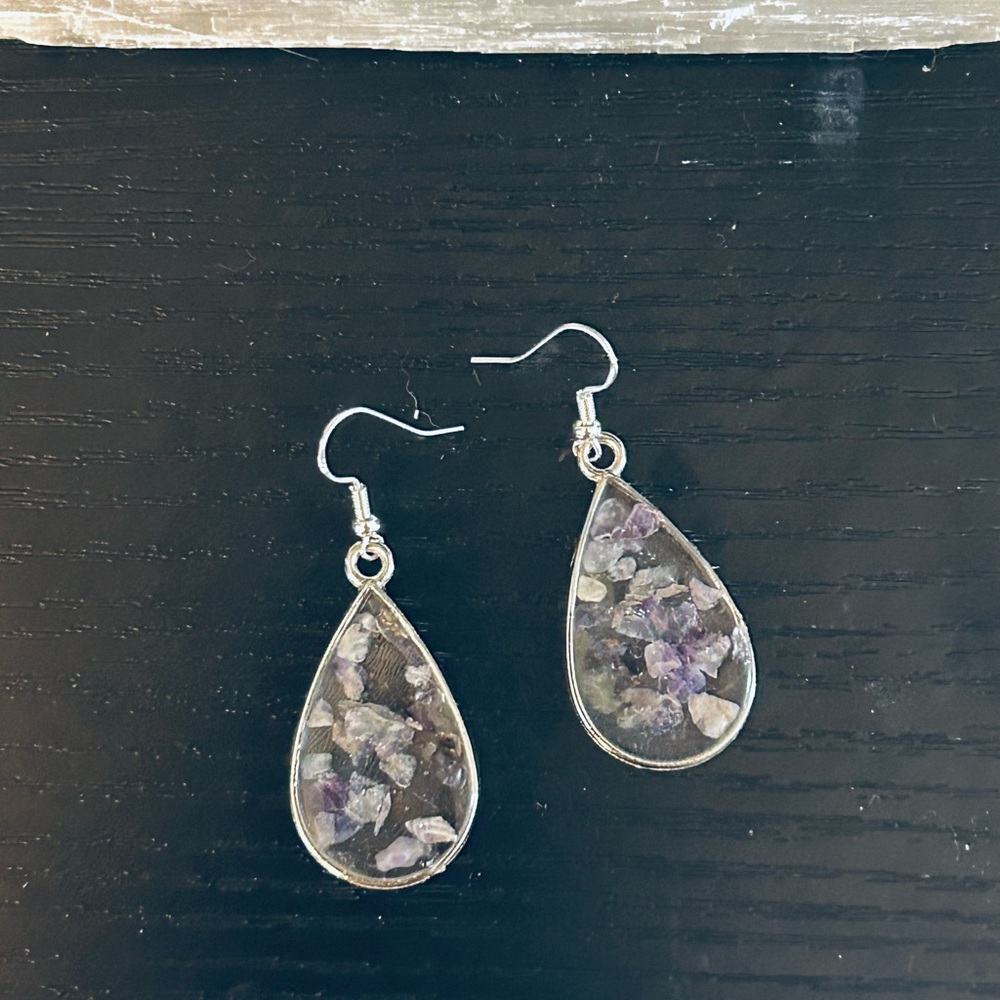 Handmade Amethyst Silver Teardrop Earrings